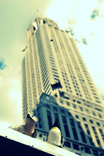 chrysler building, new york city, landmark, iconic buildings, nyc, city, polar bear, penguin